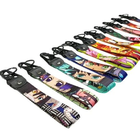 Custom 1000 High quality low price custom cute cartoon neck strap dye sublimation printing  anime demon slayer lanyard