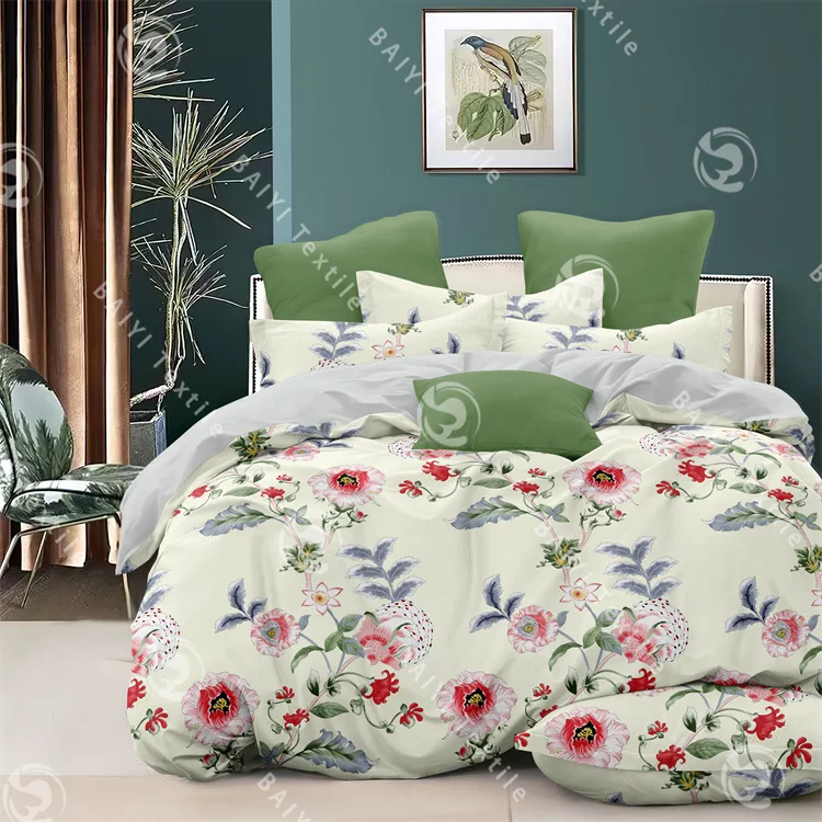 Hot selling soft king size 100% cotton flat bed sheet 4 pieces luxury designer bedding sets for bed