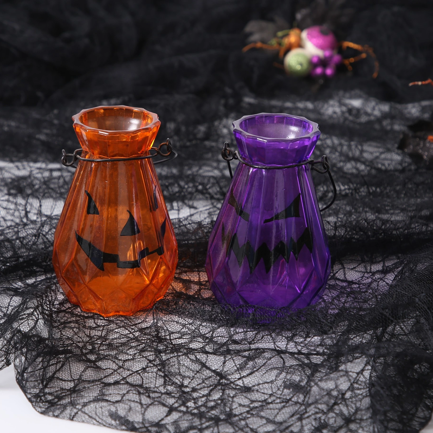 Halloween outdoor decoration haunted house props pumpkin hardware mason jar