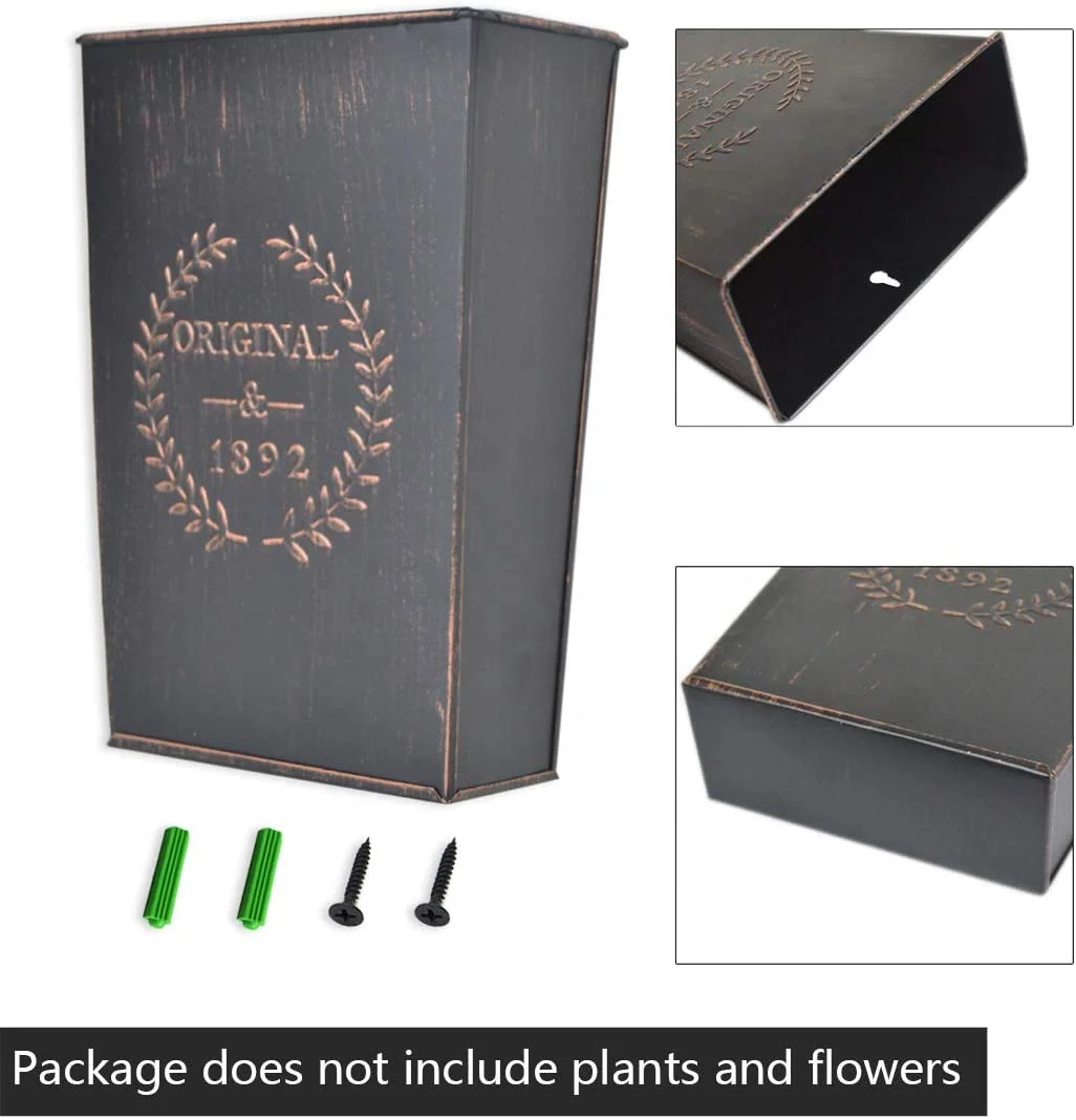 2023 New Design Rustic Metal Wall Planter Country Home Hanging Wall Vase Pocket for Plants Flower Indoor or Outdoor Farmhouse