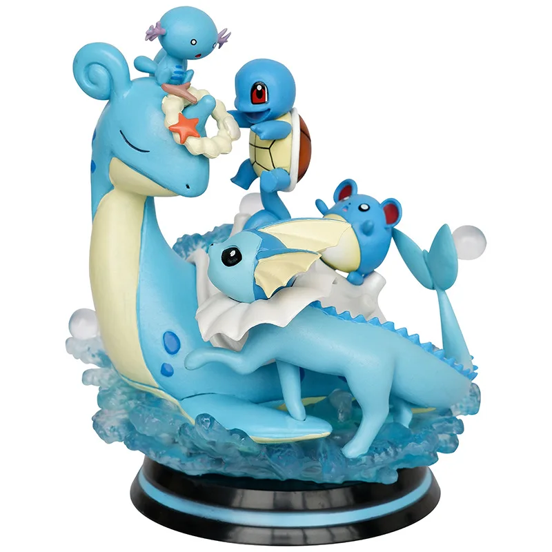 japanese Anime figure poke  Lapras Squirtle Mew Mewtwo Charmander with light action figures for Collection of ornaments