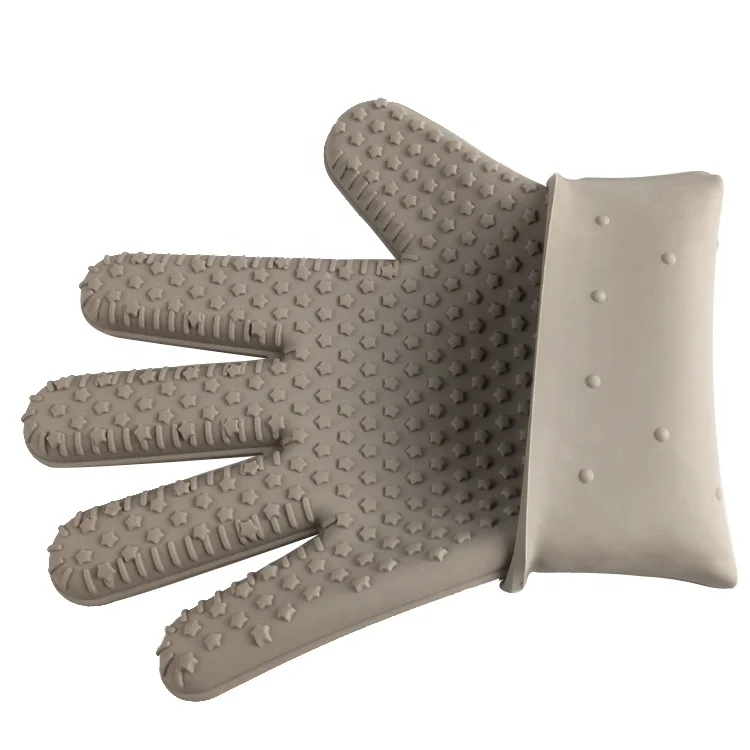Star Shape Pattern Silicone BBQ Glove Kitchen Oven Mitts Heat Resistant for Baking Grilling Frying Barbeque with Fingers