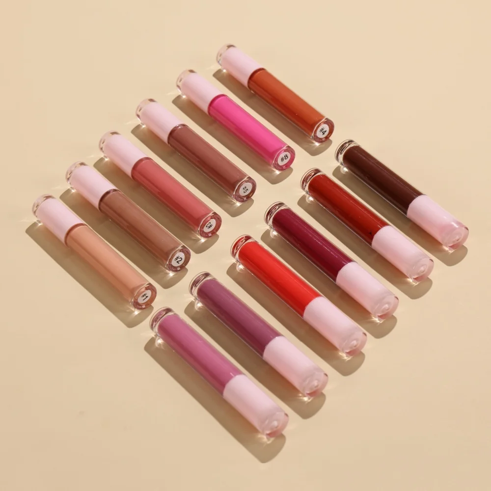 24 Hour Long Lasting 12 Colors Matte Lipstick Custom Logo Waterproof Private Label Red Dark Brown Lipstick Your Logo