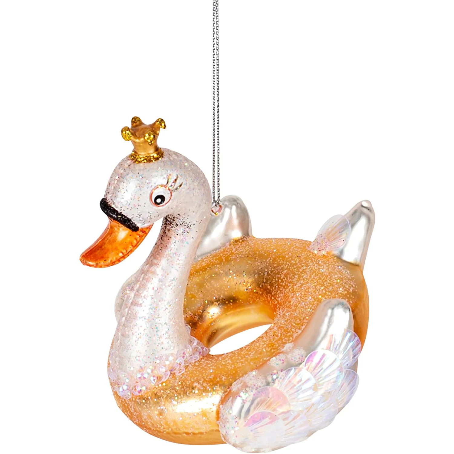 Hot Sale Mini Glass Decorative Swan Swimming Circle Painted Ornament For Christmas Tree Ornament Eco-friendly