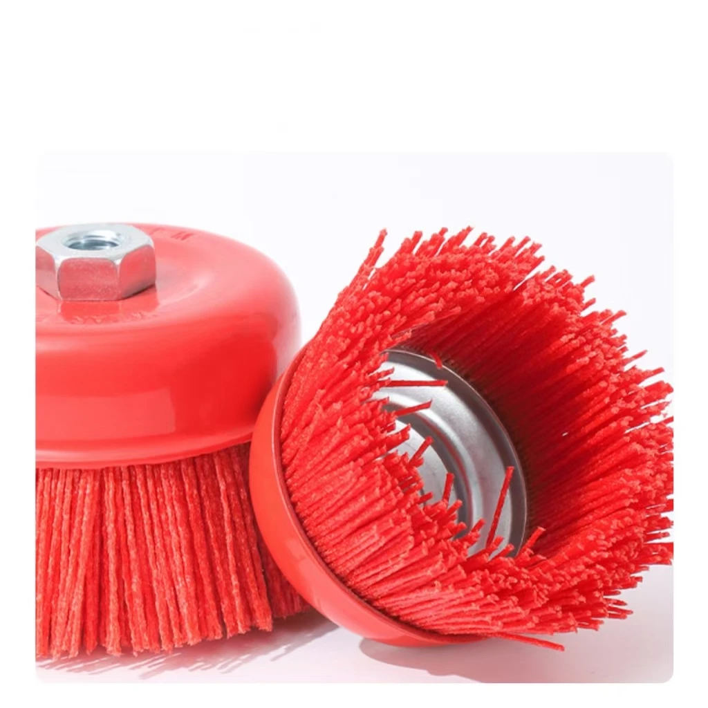 Industrial M14 Nylon Abrasive Wire Brush Bowl Type Cleaning Polishing 5/8-11 Nut Grinding Wheel DuPont Wire Polishing Wheel