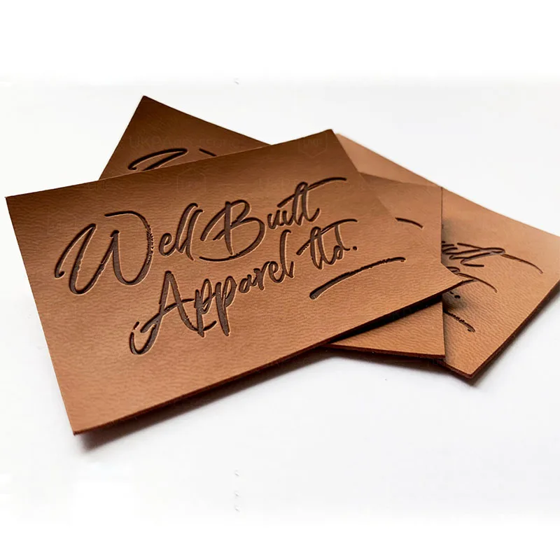 Wholesale Faux Leather Label Custom Thin Hot Stamp Leather Label Patch Hat Clothing Tag Hand Made Pu Leather Labels For Clothes