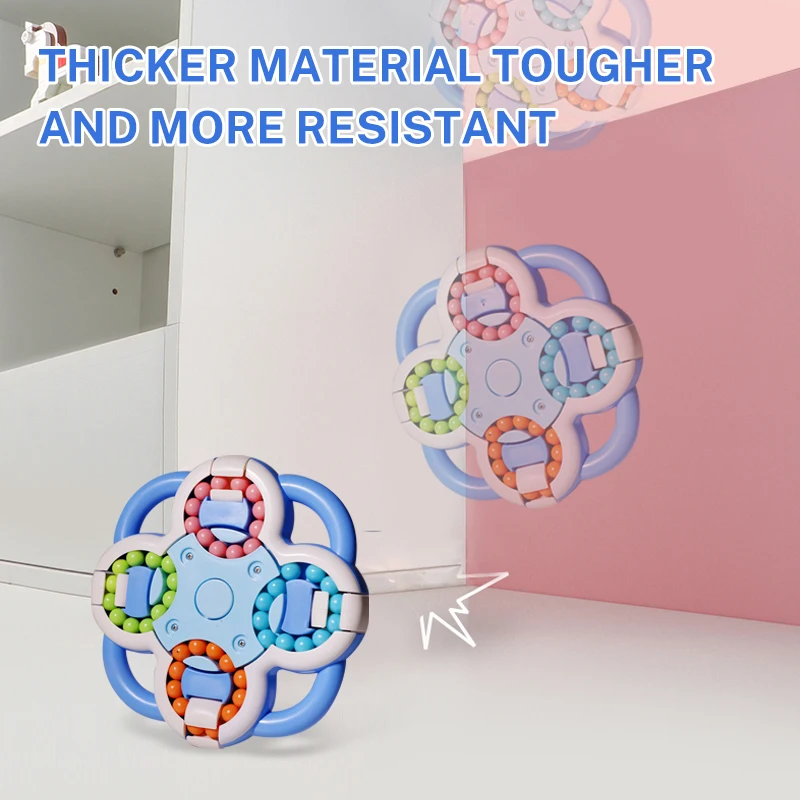 Kids Brain Training Educational Puzzle Game Fidget Cube Toys Large Decompression Spinner Stress Relief Rotating Magic Bean Cube