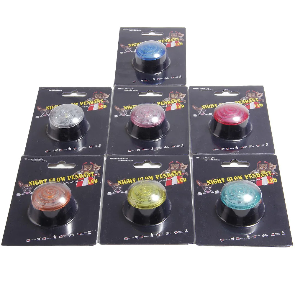 multi-functions LED round water resistant luminous bright flashing dog pendant slip night safety guiding light for pet collar