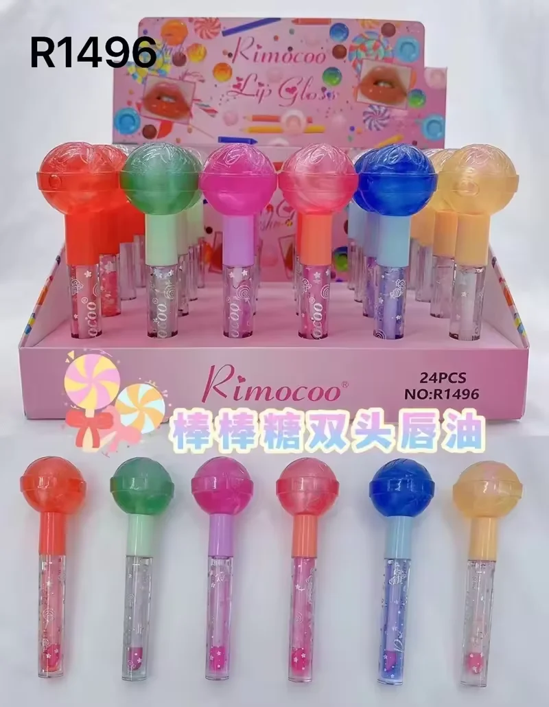 Rimocoo  Lollipop Double Headed Lip Oil 6-Color Durable  pearly-lustr Glitter    Lip Gloss Private Brand Cosmetics Wholesale