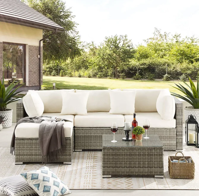 New Design Luxury Sectional Outdoor Patio Furniture Sets Rattan Garden Lounge Sofas Set