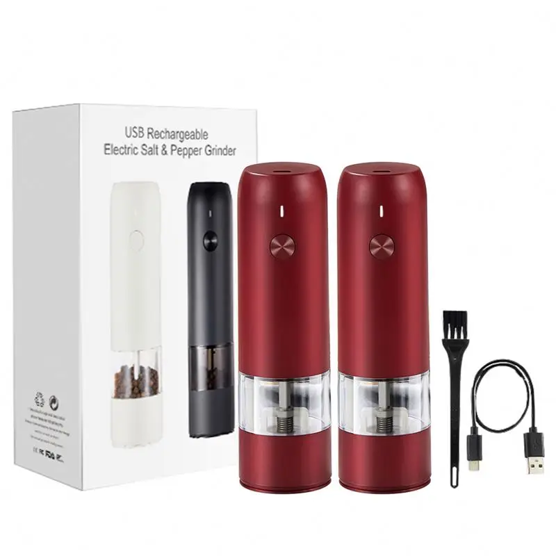 Custom Logo Adjustable Automatic Usb Charging, Electric Spice Salt Mills Rechargeable Salt Peppers Grinders Bottle Mills