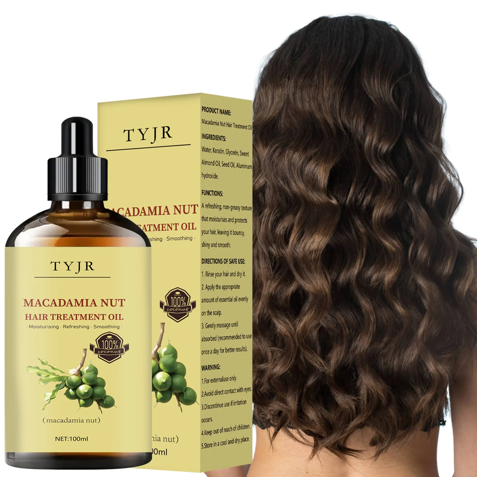 Macadamia nut hair care oil is used for hydration shine and color protection for all hair types