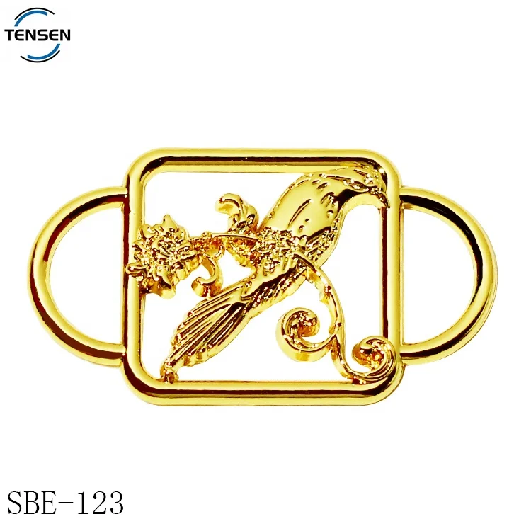 Custom hollow design underwear strap adjuster gold plated bra hardware metal buckle connectors with logo