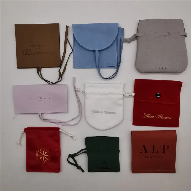 
China Jewelry bag suede leather manufacture Custom wholesales Jewelry Envelope bag Suede Microfiber Jewelry Pouch 