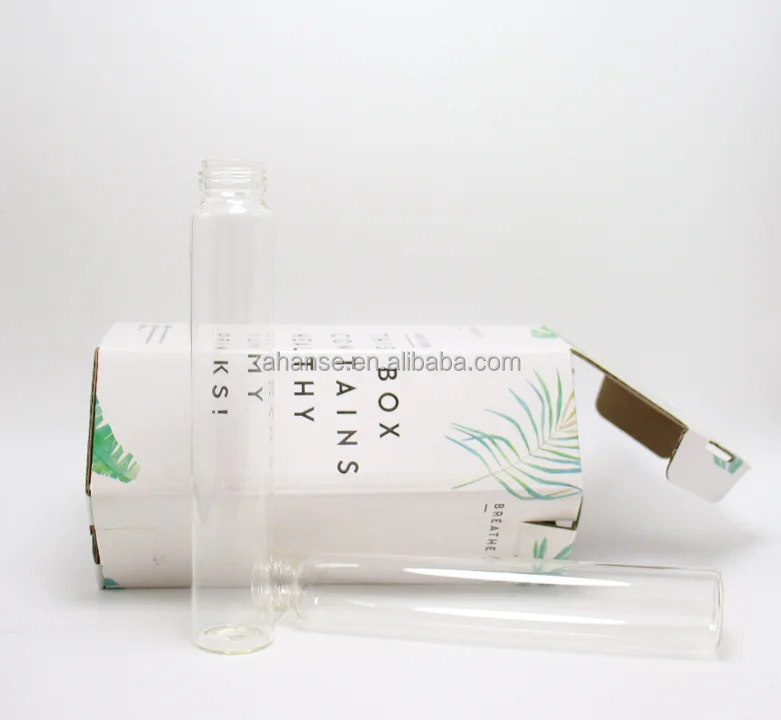In stock clear empty 50ml 100ml cylinder tube wine glass bottle with silver screw cap and custom box