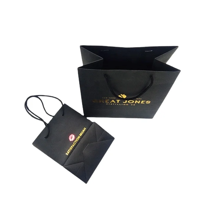 High-end Jewelry/Watches Packing Paper Bag With Black PP Rope