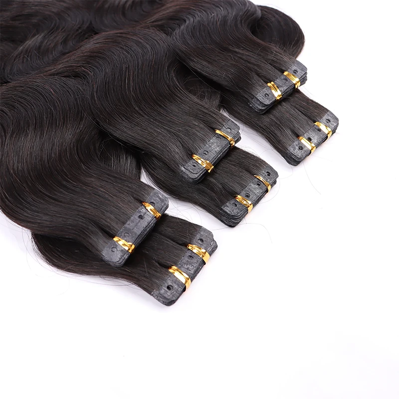 18 Inch Body Wave Natural Virgin Cuticle Aligned Hair Tape In Extensions Human Hair