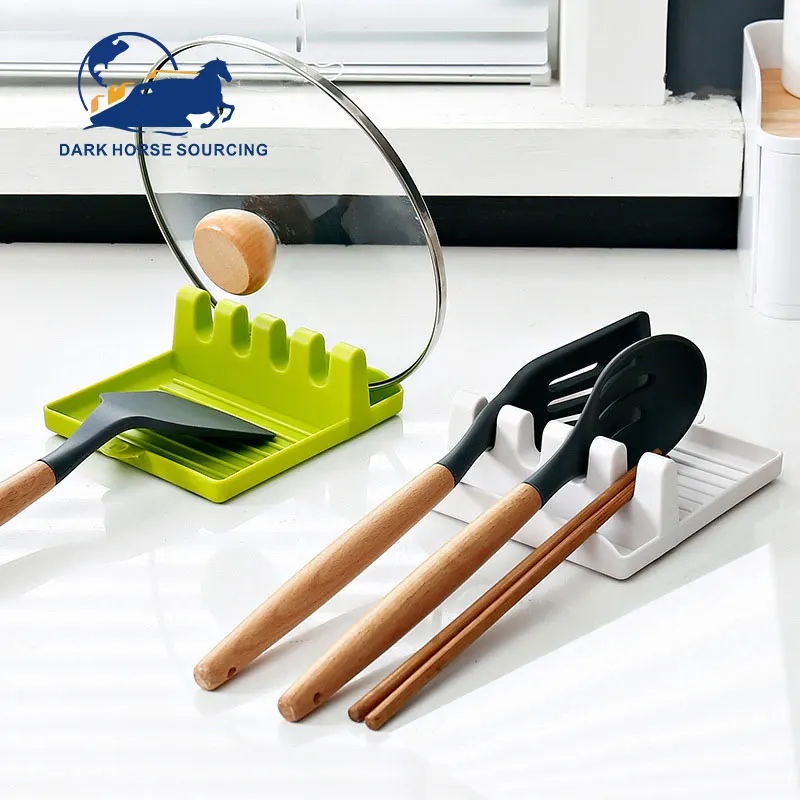 Wholesale Kitchen Tool Stand Heat Resistant PP Material Spoon Pot Lid Utensil fork Rest Holder cutlery drying rack