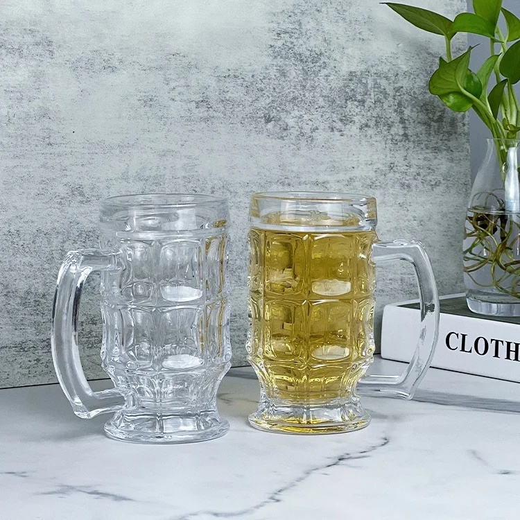 400ml  Beer Steins Glasses Beer Tankard Glass Mugs Drinking with handle