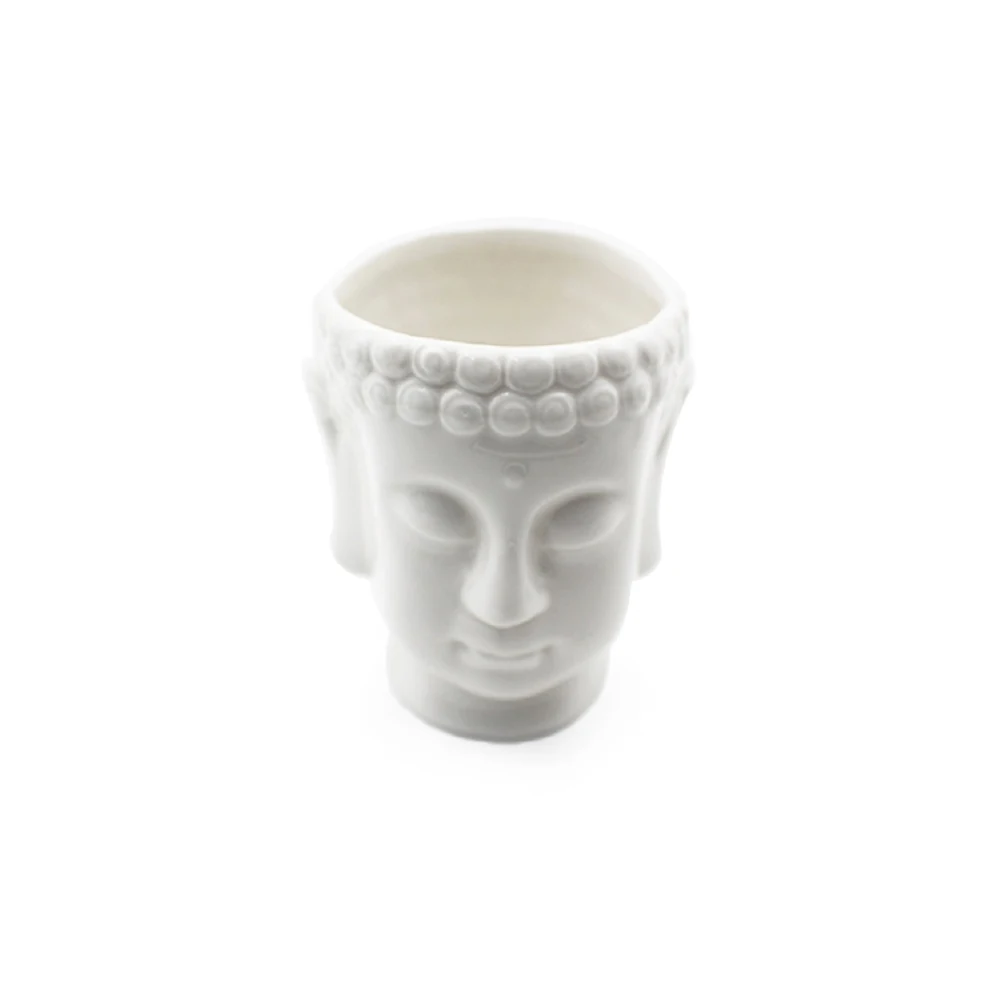Custom logo high quality white porcelain buddha head flower pot ceramic planter pot for home decoration