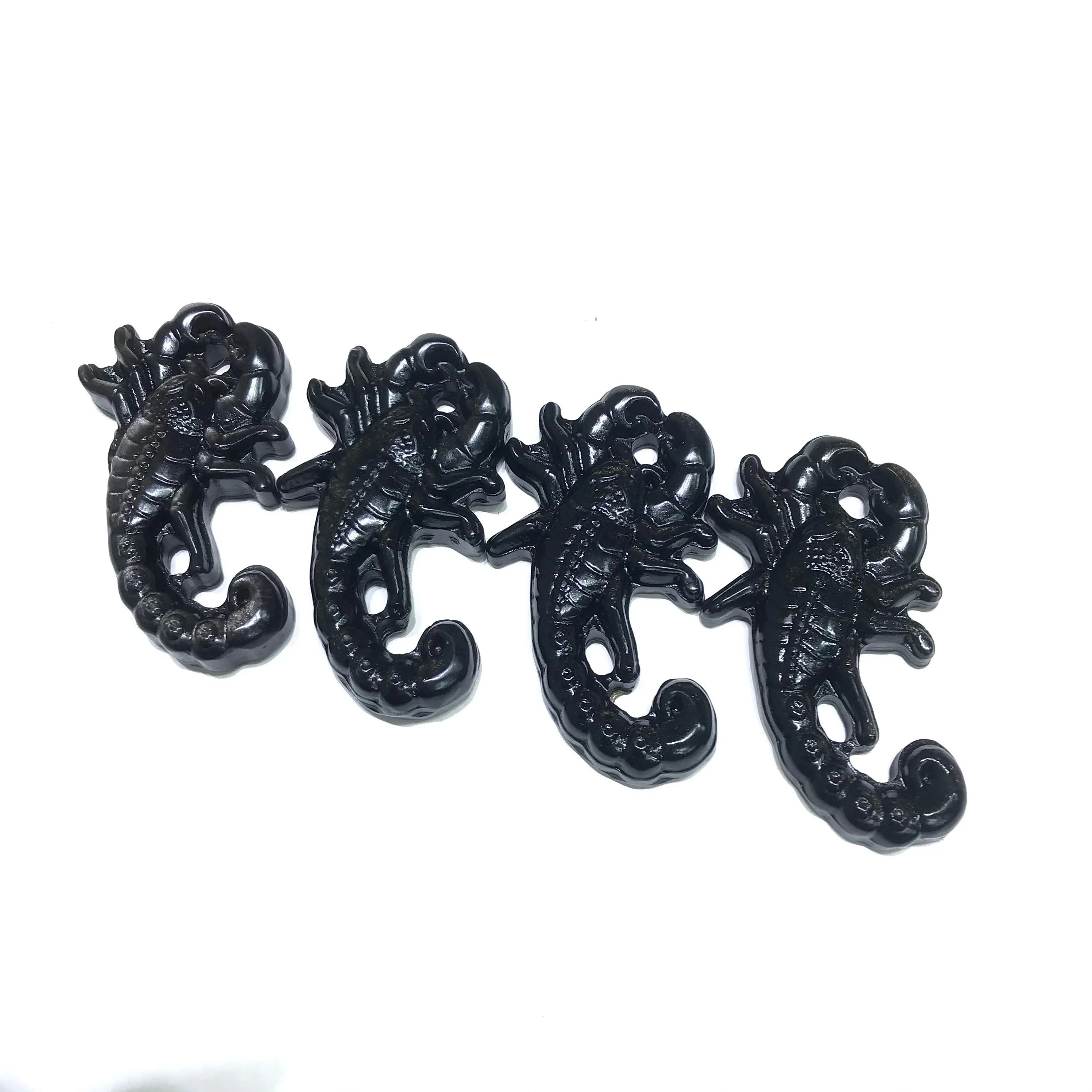 Naturali High Quality Golden Silver Obsidian Crystal Spider Scorpion Medusa For Pendant Decoration