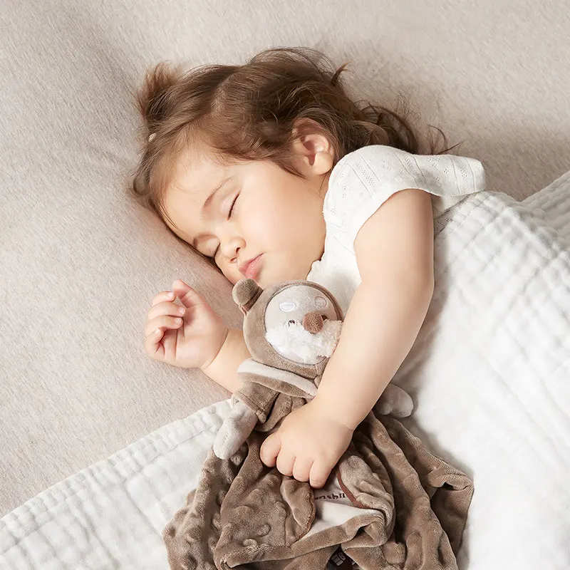 Custom Cute Animals Shape Kids Sleeping Toys Lovely Comforter Soothing Plush Doll Baby Gift Box Teether Soothe Toys Set