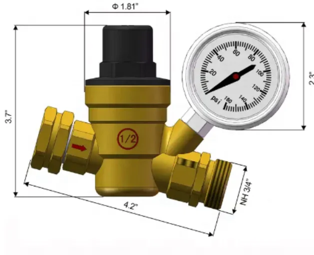 3/4 Inch Lead free Water Reducer For Adjustable Brass Water Pressure Relief Valve