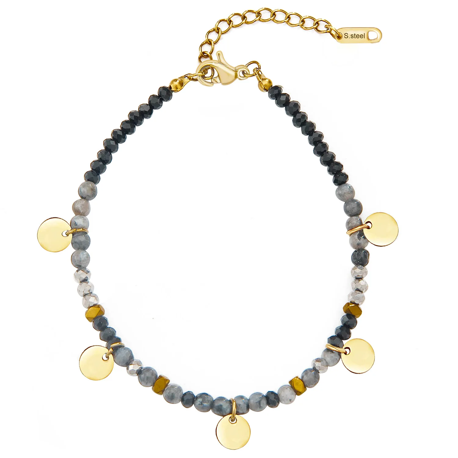Stainless steel Boho Jewelry Natural Beads Stone Colorful Gemstone Wholesale Healing Bracelet Adjustable For Women