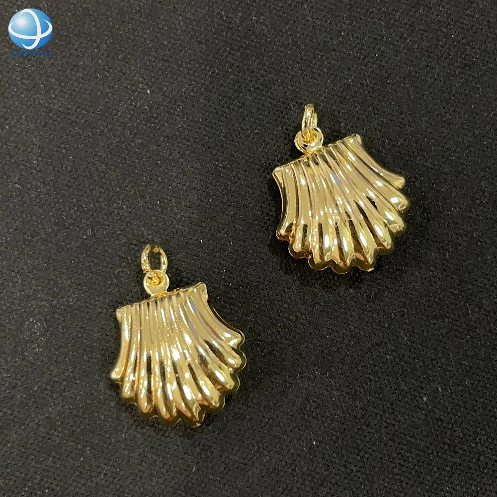 Unique Double-sided 3D Copper Scallop Shell Bikini Charms Gold Tone Sea Star Cupid Pendant Swimsuit Clasp For Beach Babes Jewel