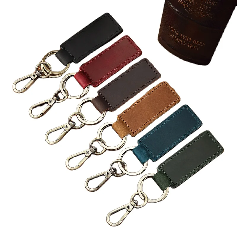 Factory Luxury Cowhide Genuine Leather Casual Vintage Keychain Premium Texture Key Pouch Leather Key Chain