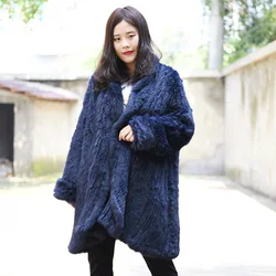 CX-G-A-139E Cheap Price Wholesale Knitted Rabbit Fur Coat Women
