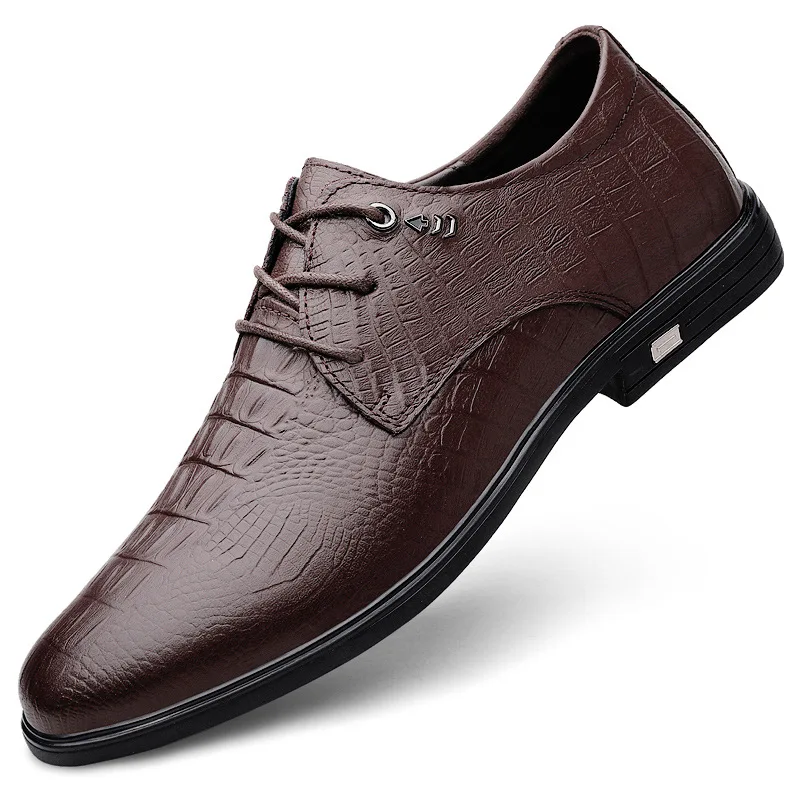 New formal business casual leather shoes cowhide British soft sole trend warm and plush driving shoes