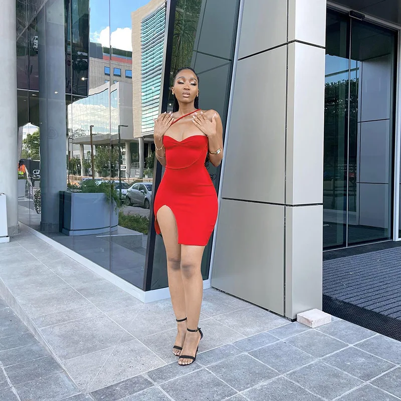 2022 New Style Summer Sleeveless with split  hot girls short sexy mini skirt