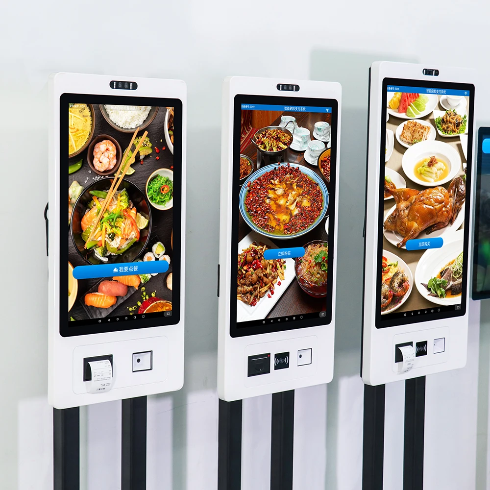 27 inch wall mount pos payment kiosk lcd monitor with android os win os  printer ,card reader