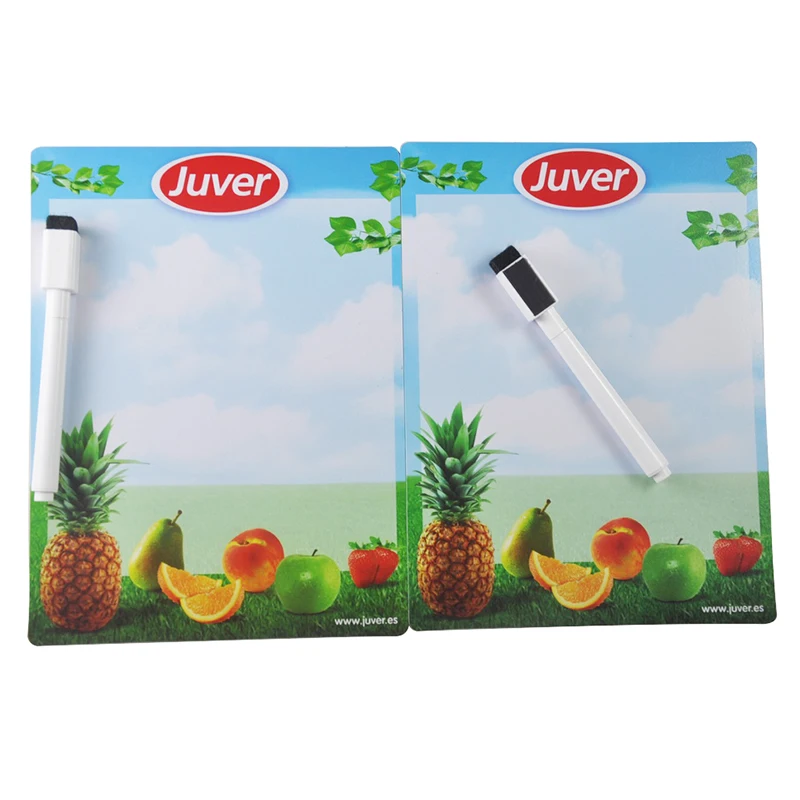 Customized CMYK printing fridge magnet white board with marker pen