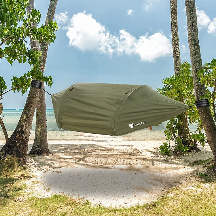 Custom Print Camouflage Two Person Portable Ultralight Camping Hammock Tree Tent Hammock With Mosquito net