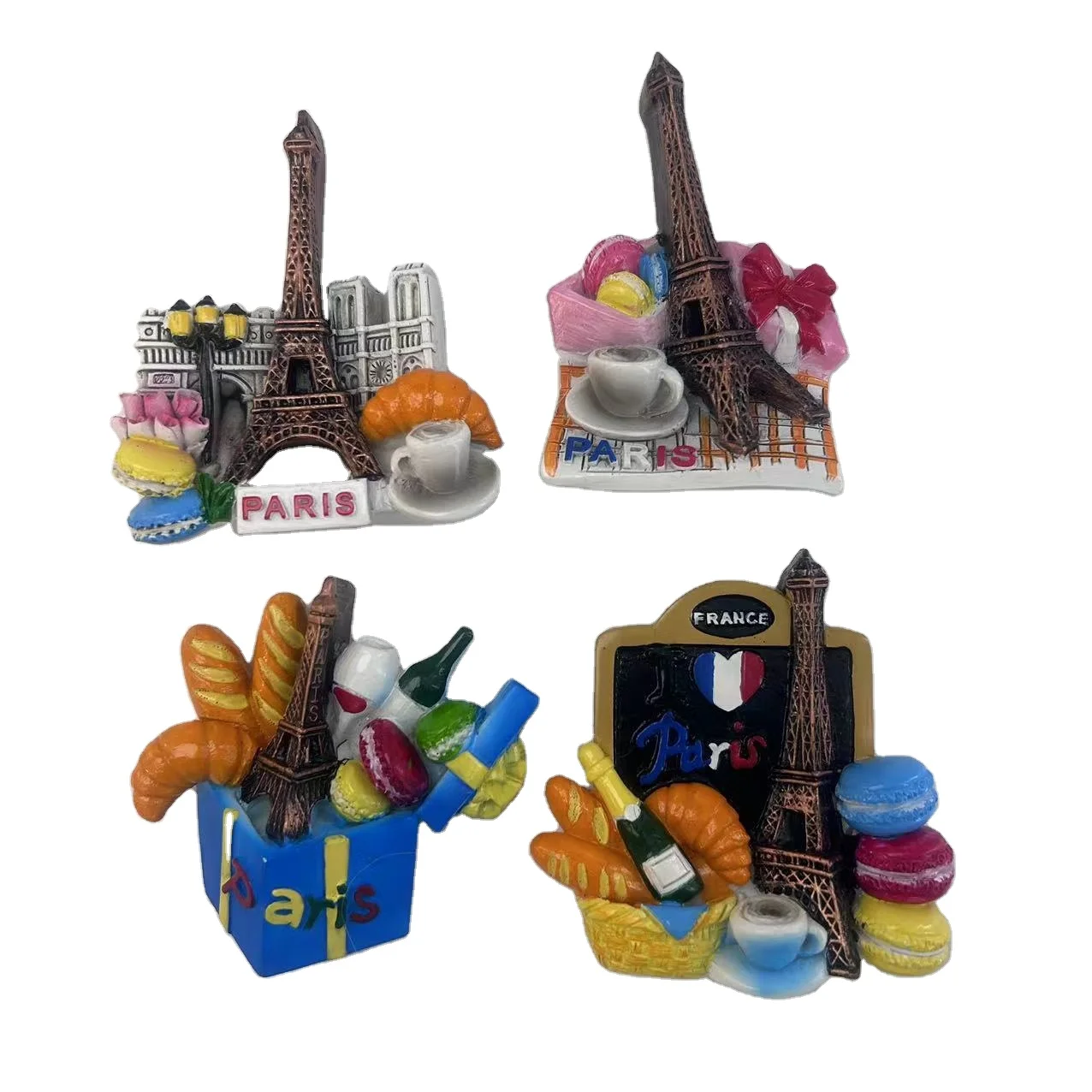 Paris unique Eiffel Tower food flower  hand painting souvenir tourist custimization resin  fridge magnet