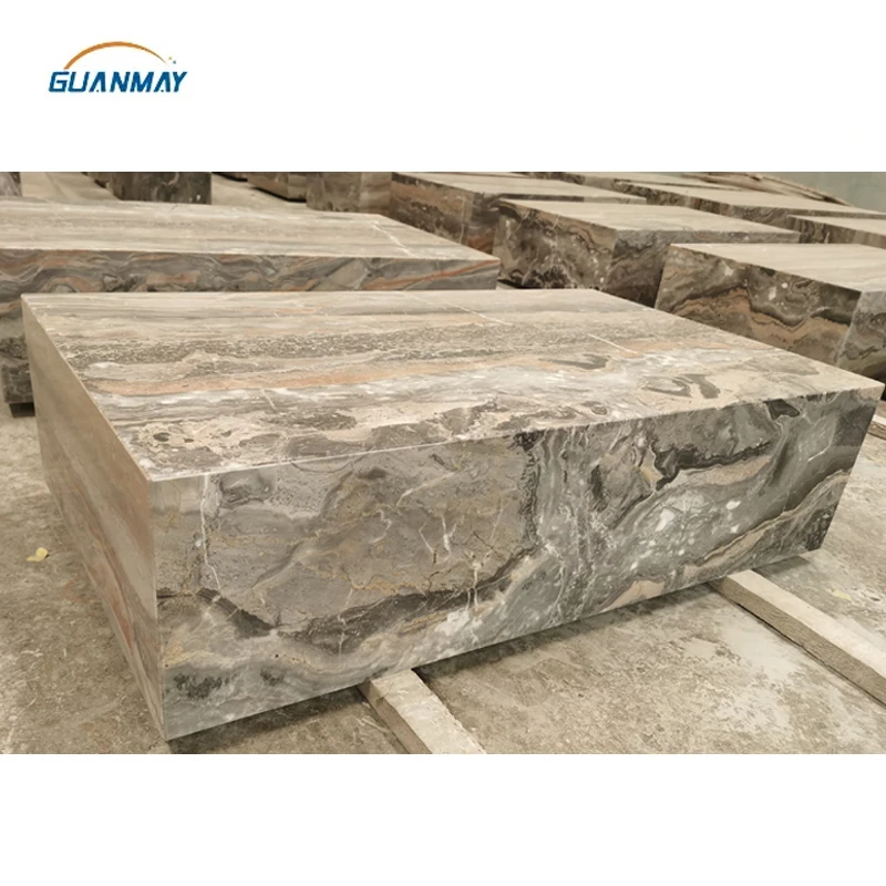 Factory Wholesale Natural Stone Rectangle Plinth Black Brown Marble Coffee Table And Side Table