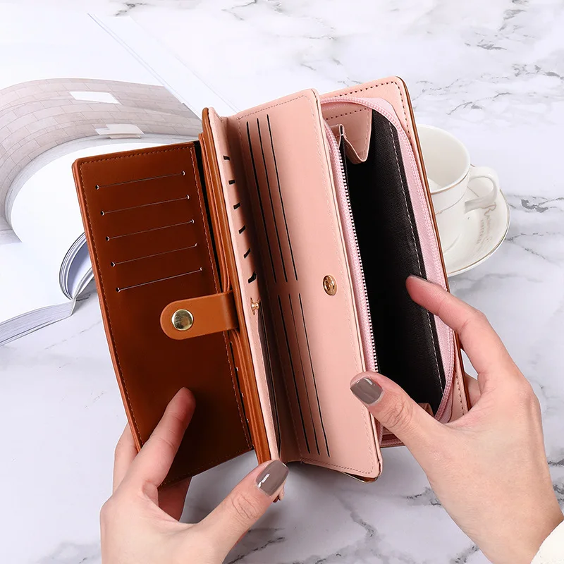 Ready to Ship Long Wallet Women Crocodile Print Pu Leather Phone Wallets Ladies Purse Clutch Bag Large Capacity Zipper Wallet