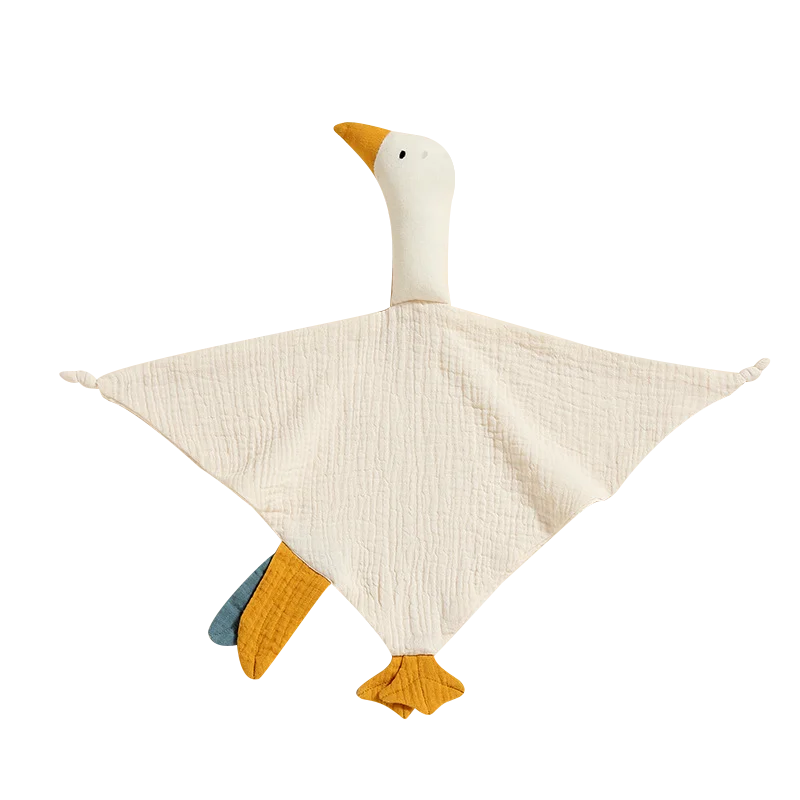 New Design 100% Cotton Crepe Lovely Goose Babi Appease Towel Baby Comforter Baby Security Blankets