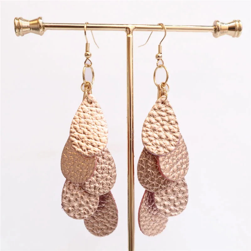 Holiday Pieces Women Jewelry Sets Sold In Lots Designer Vegan Making  Supplies Multi-Layer Water Droplets Leather Earrings