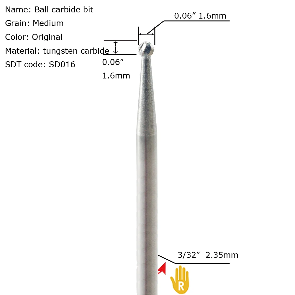 Ball round medium grain carbide nail drill bits set ready to ship