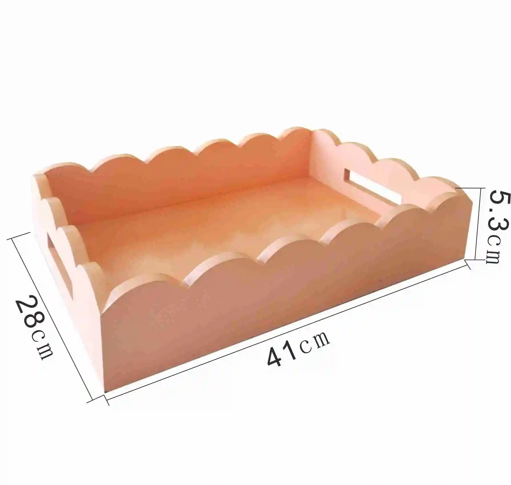 Elegant Style Wedding Decoration Table Top Home Rectangular Nordic Mdf Wooden Mirror Vanity Serving Tray With Handle