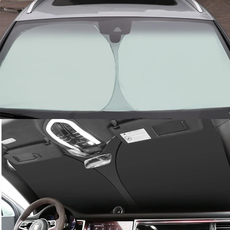 Custom Universal Titanium Silver Reflective Foldable Elastic Car Front Window Side Window Sun Visor
