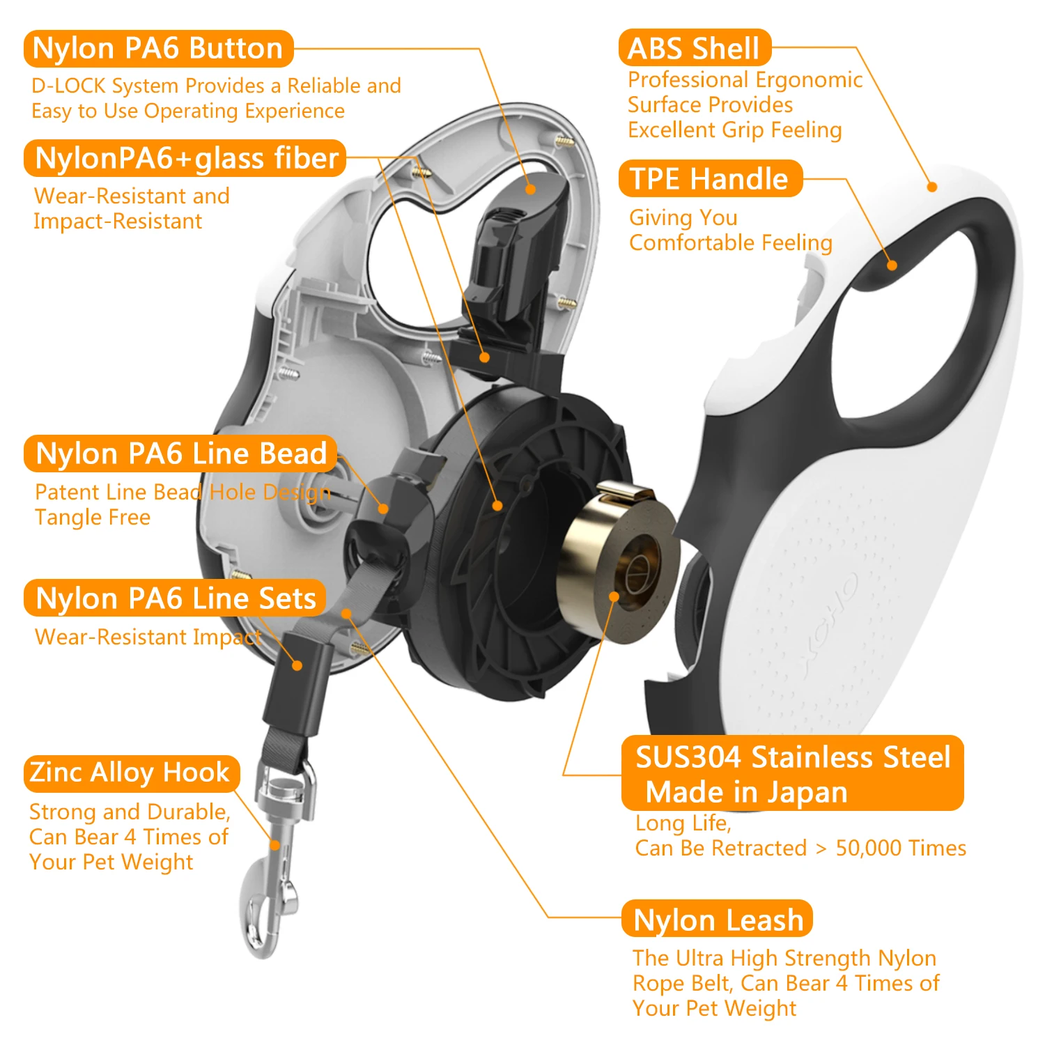 XCHO  high quality pet leashes dog automat dog lead extendable dog leash