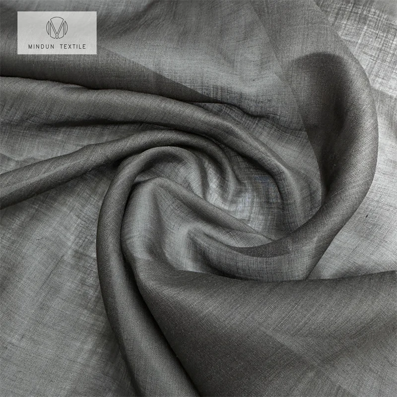 Mindun 2024 Popular Product 100% Pure Ramie High Level Plain Dyed Woven Fabric for Sunscreen Clothing Yarn 60*60