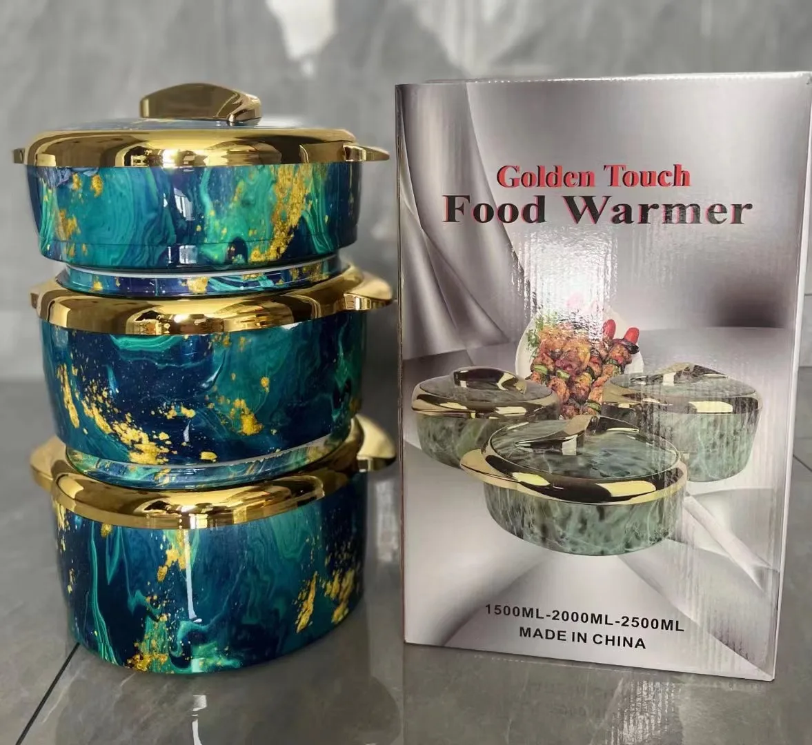 Luxury 3Pcs 2.6/2.1/1.6qt Thermal Casserole Dish Set with Lids Insulated Stainless Steel Container for Hot & Cold Food Parties