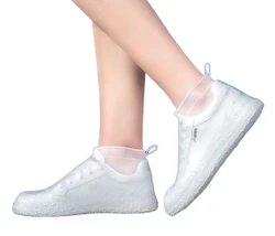Mid-Size Unisex Anti-Slippery Translucent Silicone Low-Cut Rain Boots Rain Shoes Galoshes