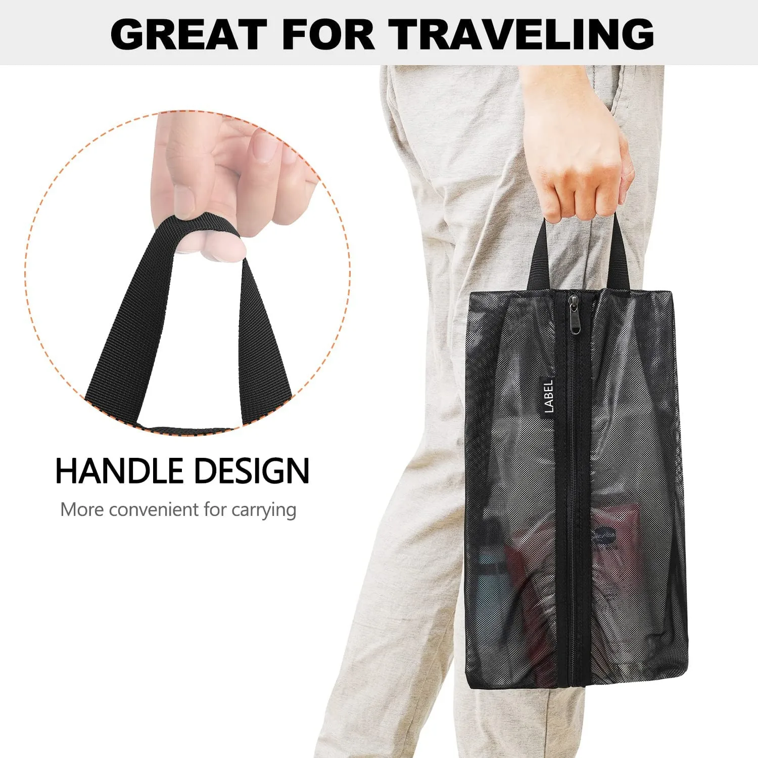 Hot Sale Packing Organizer Travel Shoes Bag Custom Travel Shoe Storage Bag Mesh Zipper Bag For Shoes