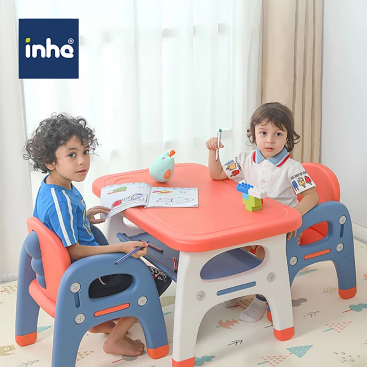 Baby foldable plastic activities ergonomic homework desk nordic children furniture study tables and chair sets for kids bedroom